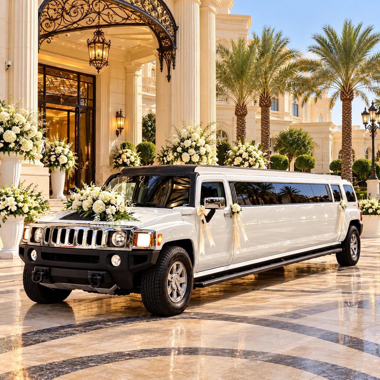 White Hummer Limousine for events in Kuwait